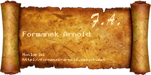 Formanek Arnold névjegykártya